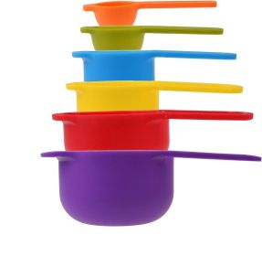 6PCS Measuring Cups And Spoons, Little Cook Colorful Measuring Cups And Spoons Set, Stackable Measuring Spoons, Nesting Plastic Measuring Cups,Dishwas