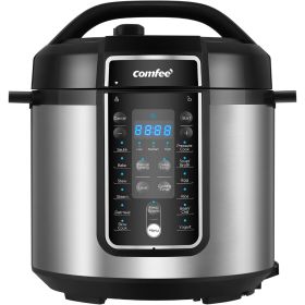 COMFEE' Pressure Cooker 6 Quart with 12 Presets, Multi-Functional Programmable Slow Cooker, Rice Cooker, Steamer, Saut√© pan,