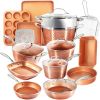 Hammered Copper Collection ‚Äì 20 Piece Premium Pots and Pans Set Nonstick Ceramic Cookware + Bakeware Set