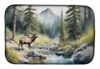 Mountain Stream Elk Dish Drying Mat Absorbent Dish Drying Mat Pad for Kitchen Counter Dish Drainer Mat for Countertop, 14 x 21", Multicolor