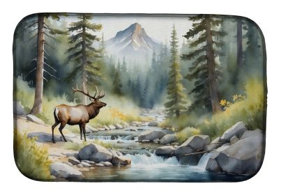 Mountain Stream Elk Dish Drying Mat Absorbent Dish Drying Mat Pad for Kitchen Counter Dish Drainer Mat for Countertop, 14 x 21", Multicolor