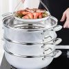 SOGA 3 Tier 30cm Heavy Duty Stainless Steel Food Steamer Vegetable Pot Stackable Pan Insert with Glass Lid