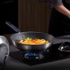 Frying Wok Titanium Uncoated Non-Stick Frying Wok Uncoated Healthy Non-Stick Frying Wok Stir Frying Pan Upgrade with Standing Lid 2 Generation Titaniu