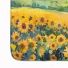 Kansas Sunflowers in Watercolor Memory Foam Kitchen Mat Machine Washable Anti-Fatigue Mat Cushion Comfort Bath Mat or Kitchen Rug