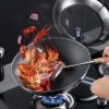 Frying Wok Titanium Uncoated Non-Stick Frying Wok Uncoated Healthy Non-Stick Frying Wok Stir Frying Pan Upgrade with Standing Lid 2 Generation Titaniu