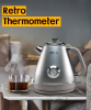 1200W dark gray electric kettle retro water Thermograph dial LED automatic off lamp SUS304 Food grade 1.7L / 57.5 oz Dark gray quick boiling cordless